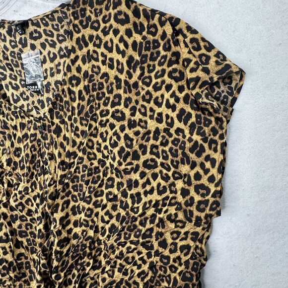 NEW Torrid 4 Leopard Print Dolman Midi Top With Tie Front Women’s‎ Plus 4X - Picture 12 of 12
